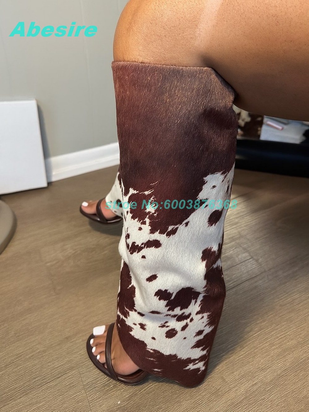 Cow Pattern Patchwork Suede Sa - Women Shoes Boots ulasan dan harga