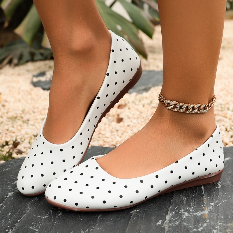 Ladies White Polka Dot Flats R - Women Shoes Wedges ulasan dan harga