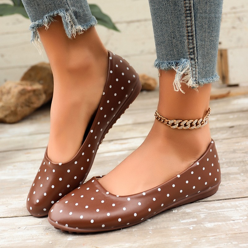 Ladies White Polka Dot Flats R - Women Shoes Wedges ulasan dan harga