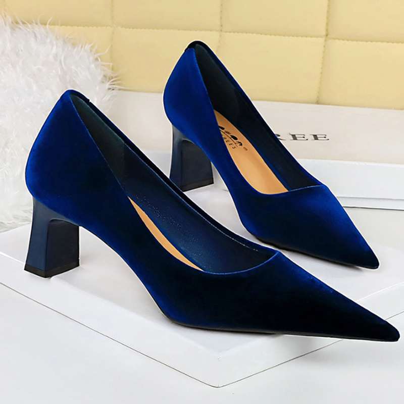 Women New Glam Velvet  6cm Hig - Women'S Shoes Navy Blue ulasan dan harga