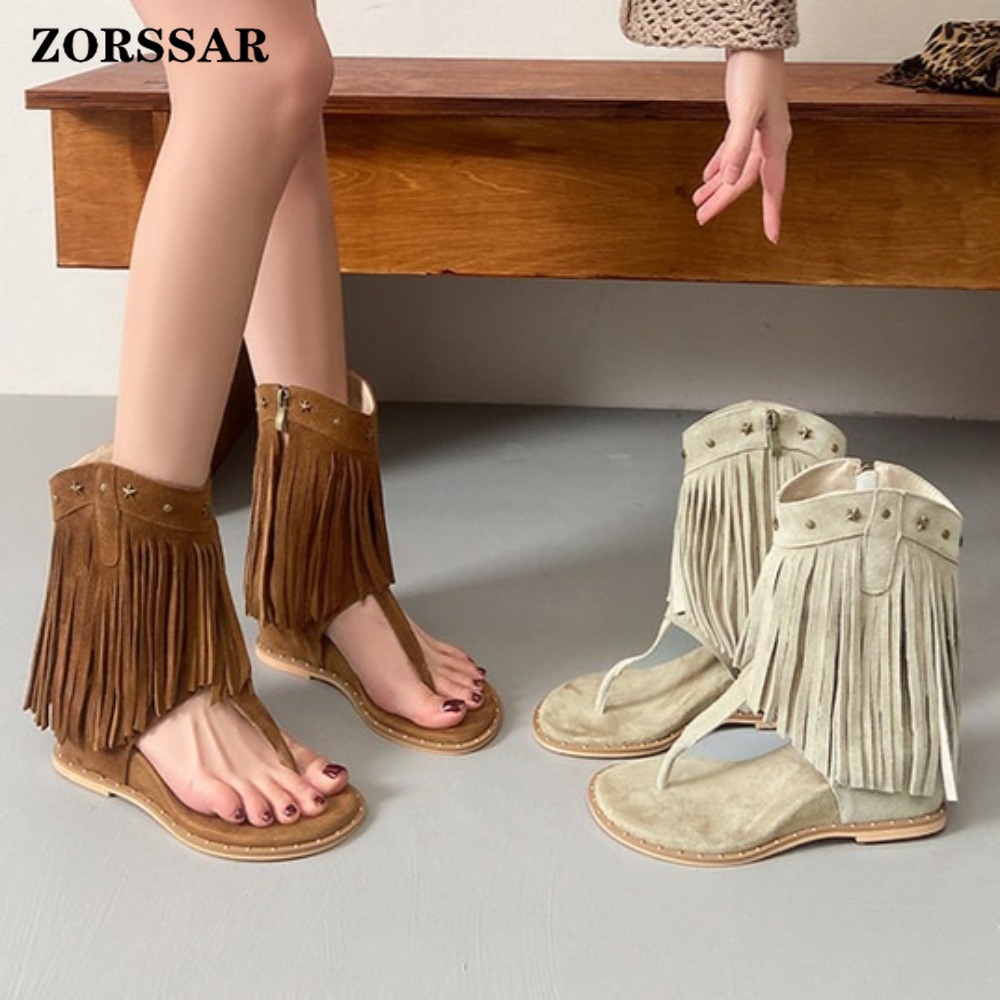 Women's Fringe Decor Studded T - Women Shoes Boots ulasan dan harga