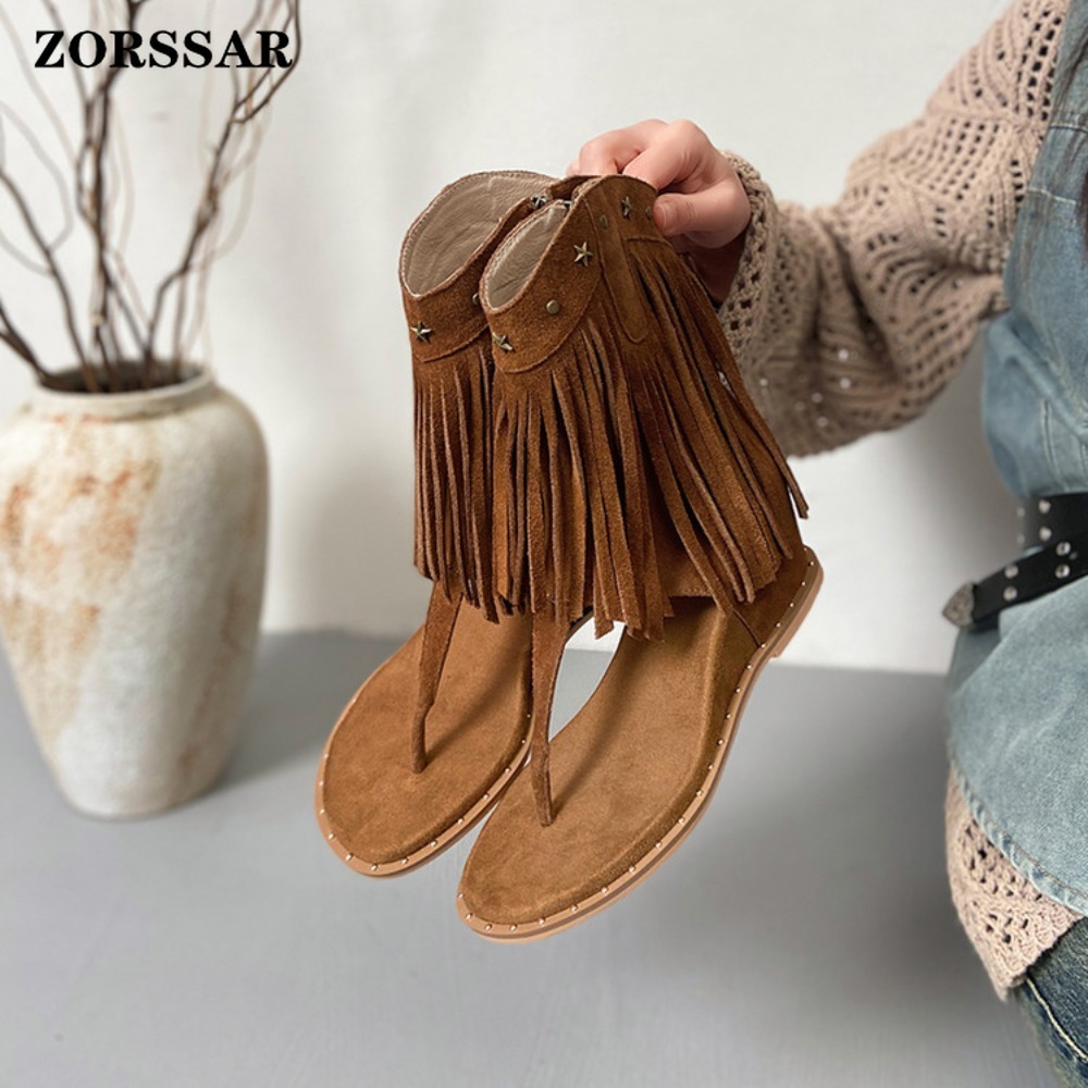 Women's Fringe Decor Studded T - Women Shoes Boots ulasan dan harga