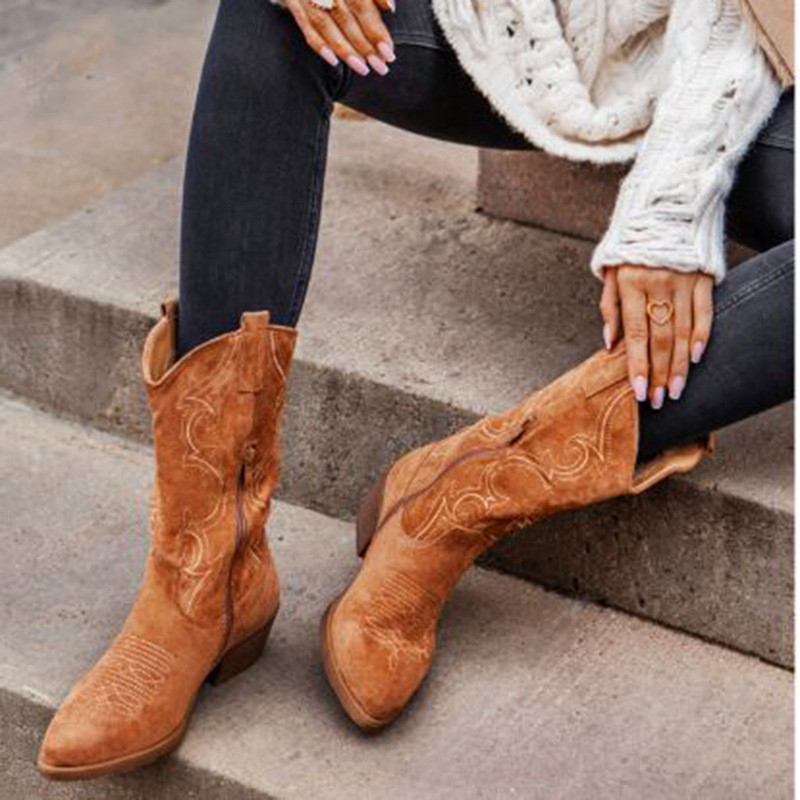 Flat Platform Cowboy Boots Wom - Women Shoes Jeans ulasan dan harga