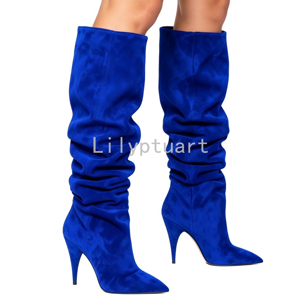 Women's Blue Suede Slouchy Kne - Women'S Shoes Navy Blue ulasan dan harga