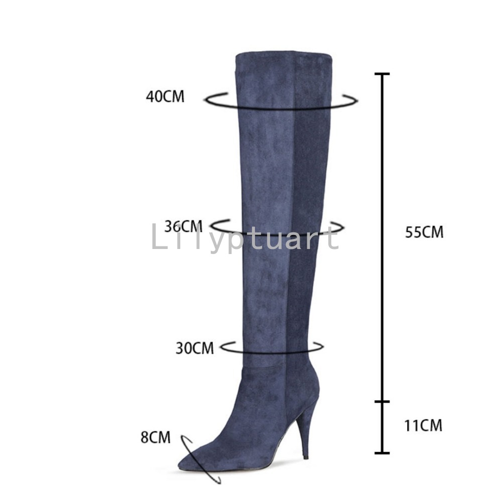 Women's Blue Suede Slouchy Kne - Women'S Shoes Navy Blue ulasan dan harga