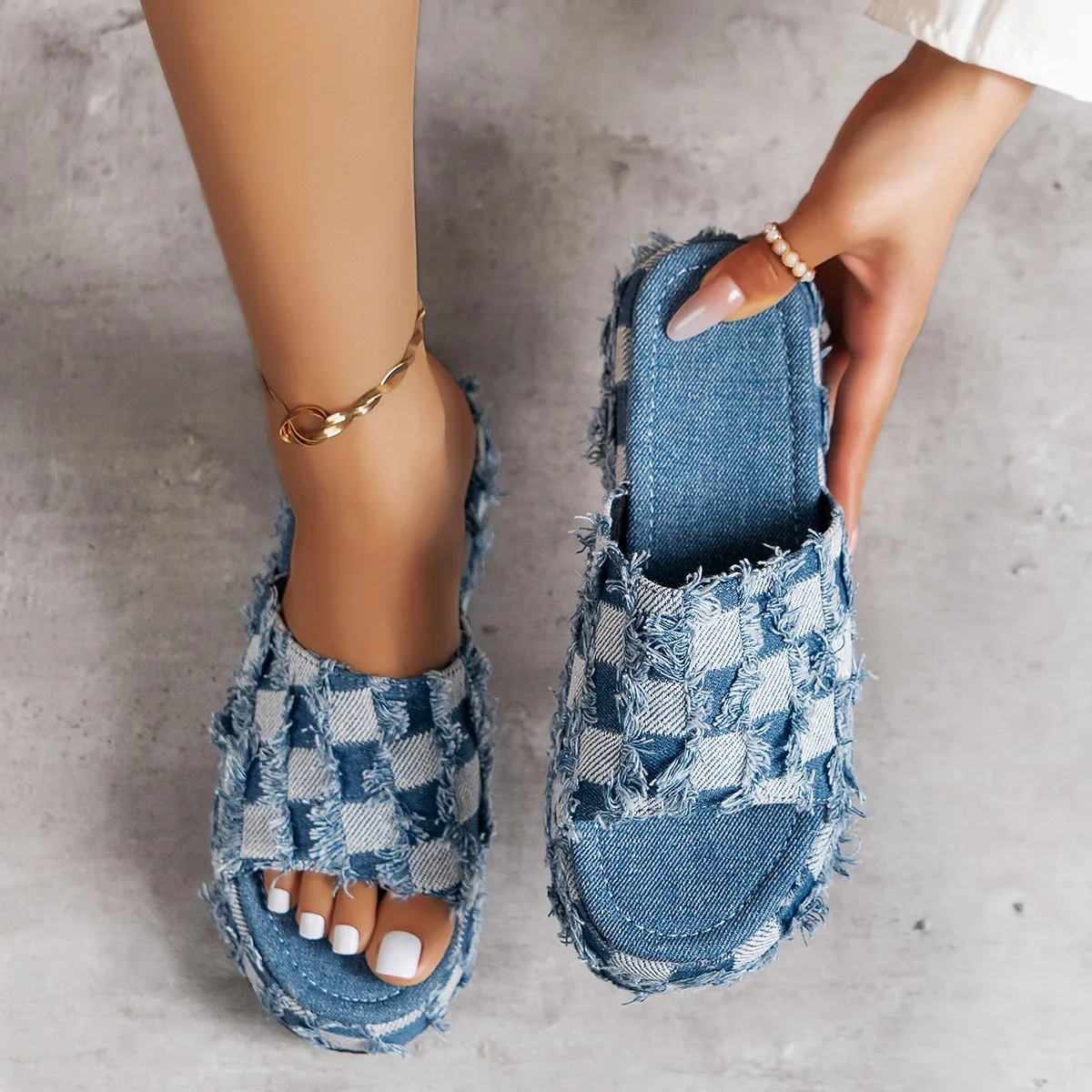 New Women Denim Slides Summer  - Women Shoes Jeans ulasan dan harga