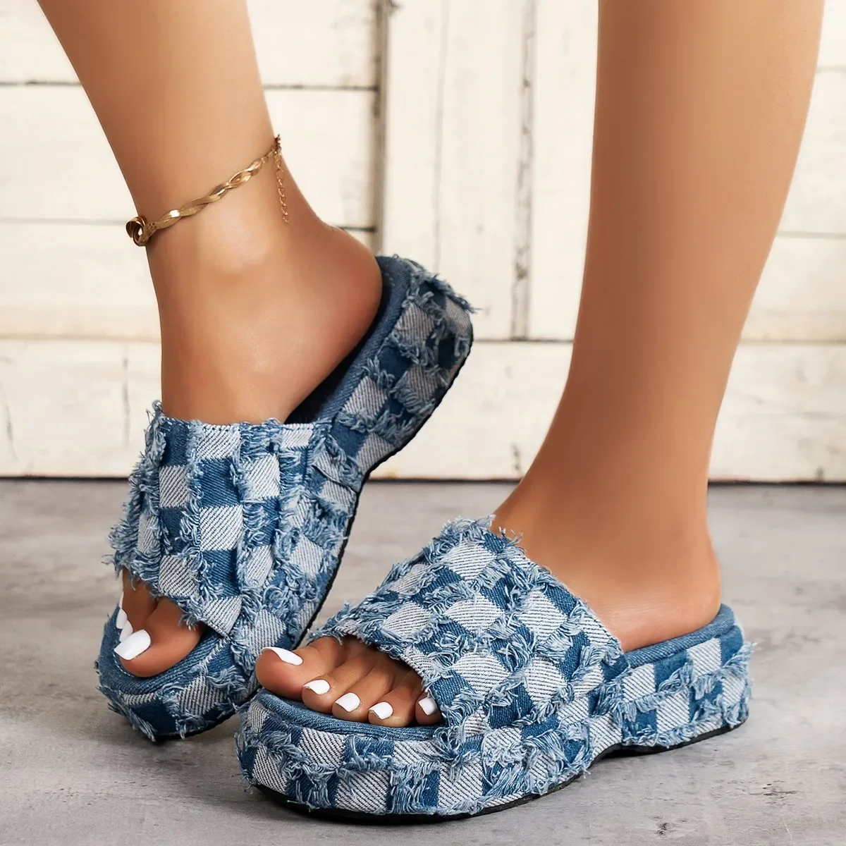New Women Denim Slides Summer  - Women Shoes Jeans ulasan dan harga
