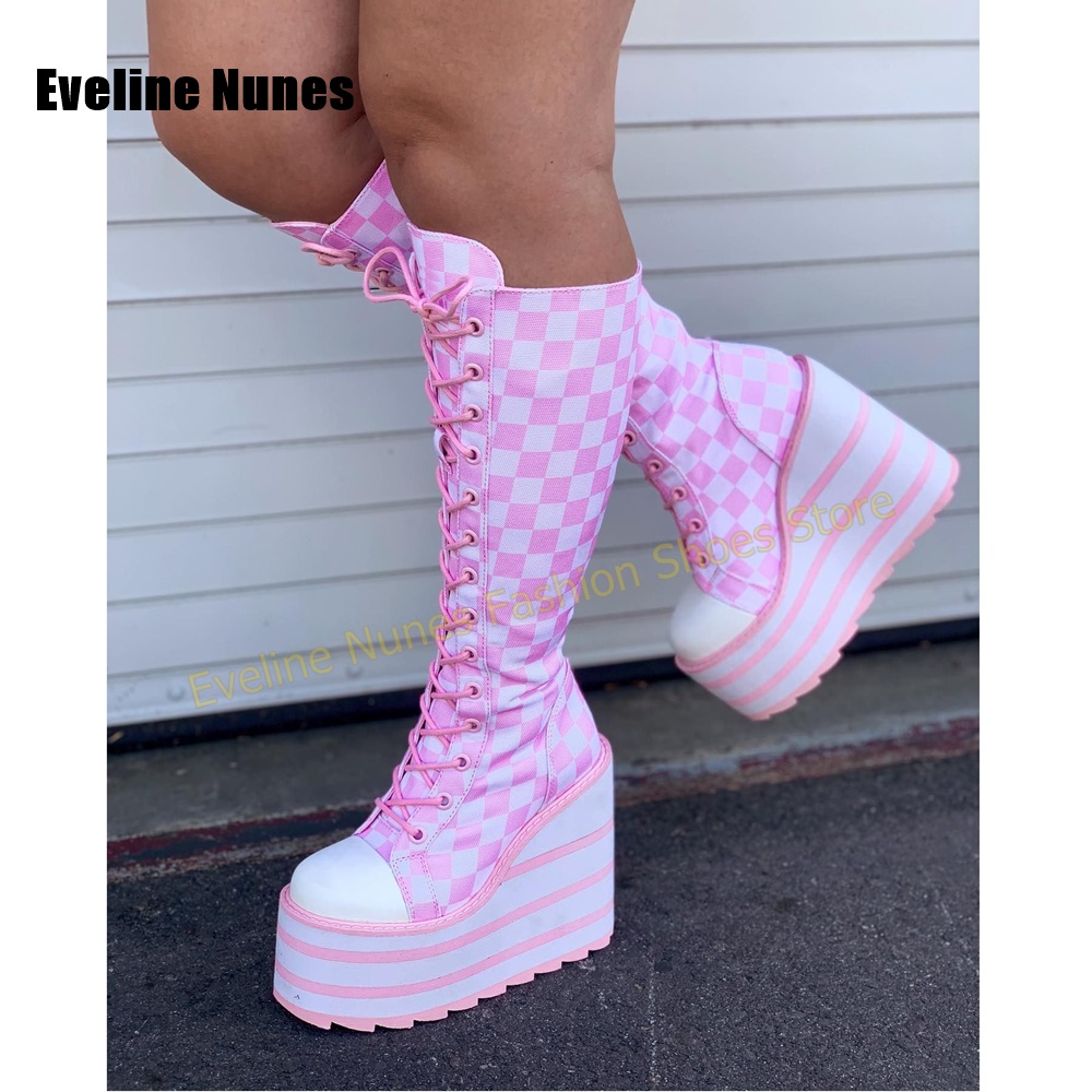 Women Pink White Checkerboard  - Women'S Shoes Y2K ulasan dan harga