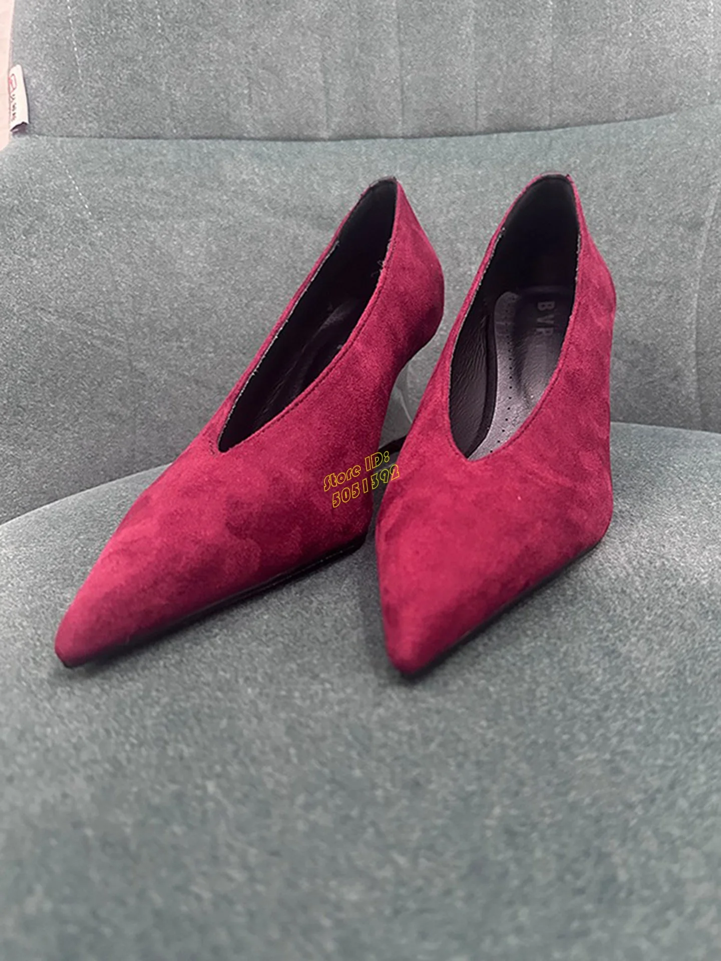 Red Suede Slip On Pumps Wedges - Women'S Shoes Burgundy ulasan dan harga