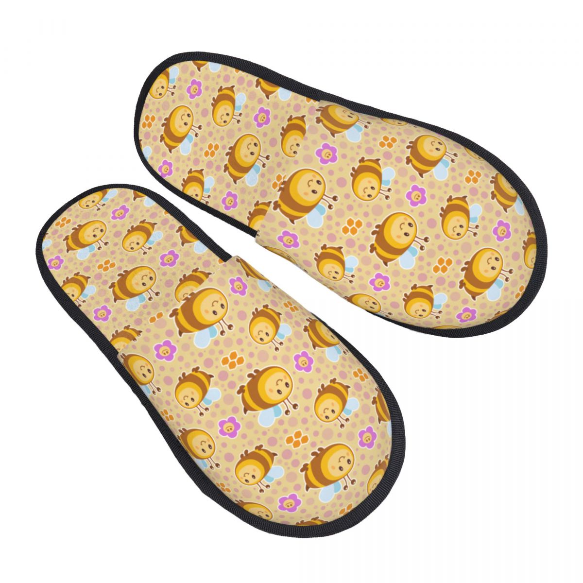 Cute Bee Flower Pattern House  - Fluffy Fur Slipper ulasan dan harga