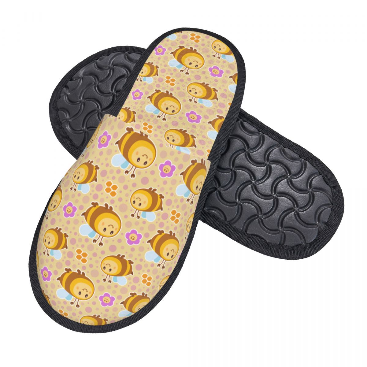 Cute Bee Flower Pattern House  - Fluffy Fur Slipper ulasan dan harga