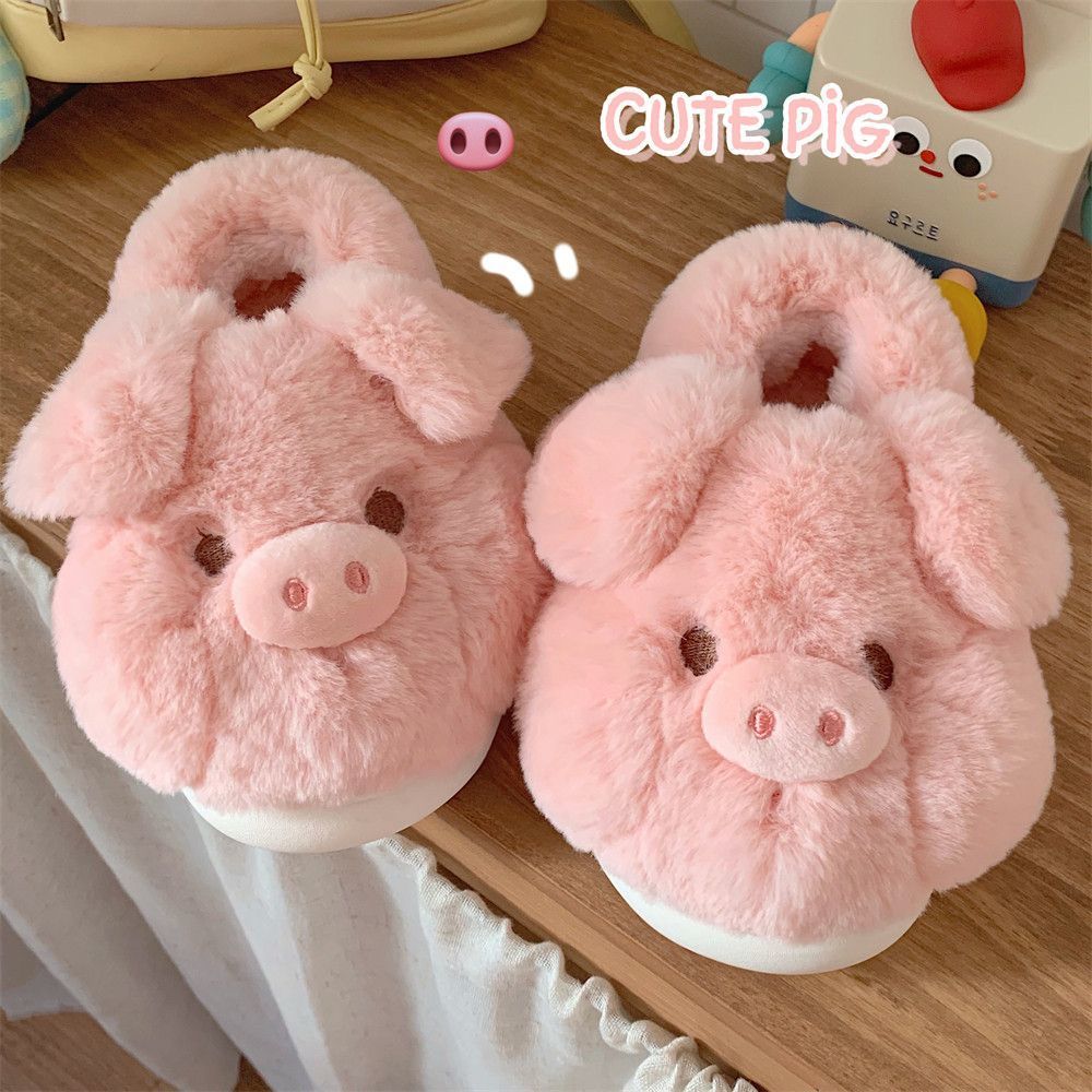 Feerldi Pink Fluffy Pig Slippe - Fluffy Fur Slipper ulasan dan harga