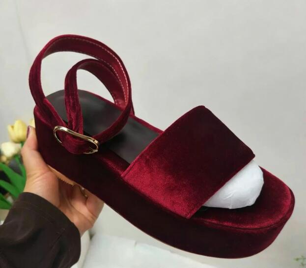 Burgundy Velvet Round Open Toe - Women'S Shoes Burgundy ulasan dan harga