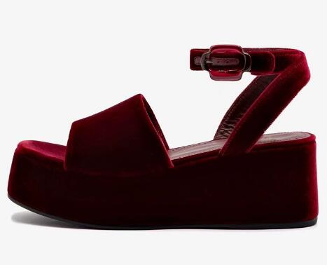 Burgundy Velvet Round Open Toe - Women'S Shoes Burgundy ulasan dan harga