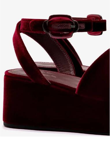 Burgundy Velvet Round Open Toe - Women'S Shoes Burgundy ulasan dan harga