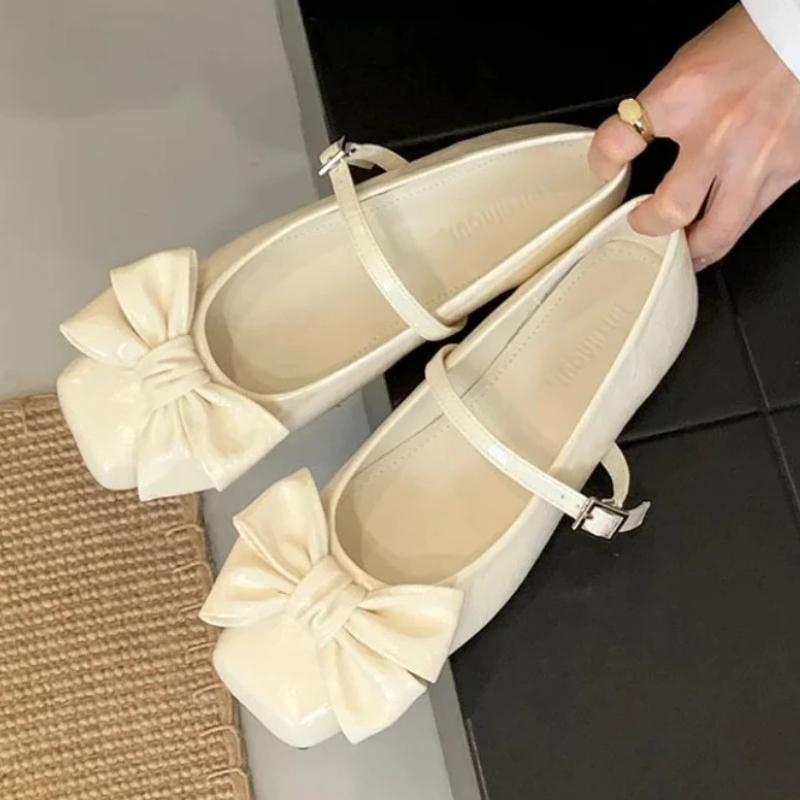 Cute Bowknot Square Toe Design - Women Shoes Branded ulasan dan harga
