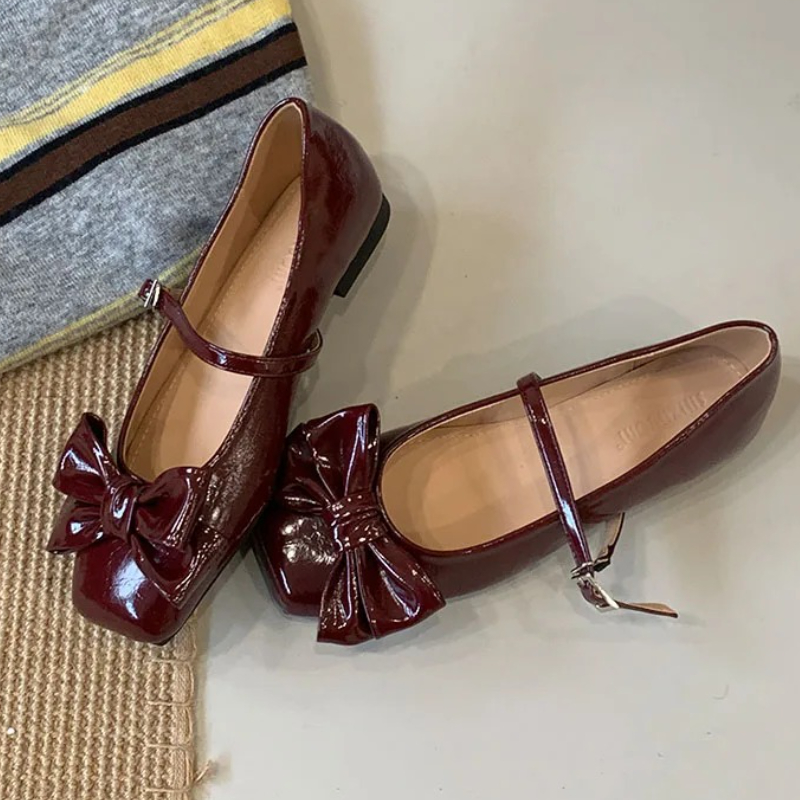 Cute Bowknot Square Toe Design - Women Shoes Branded ulasan dan harga