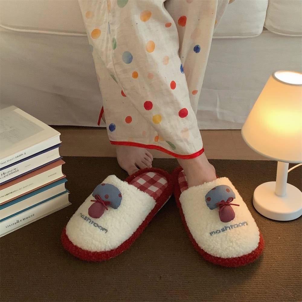 Women's Mushroom Slippers Wome - Fluffy Fur Slipper ulasan dan harga