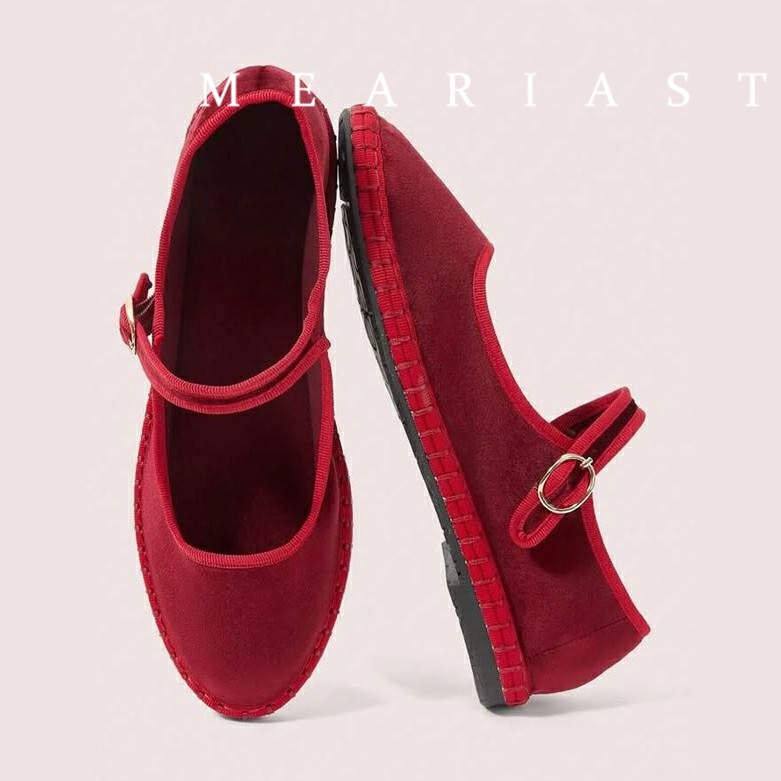 Red Mary Jeans Flats Shoes Wom - Women Shoes Jeans ulasan dan harga