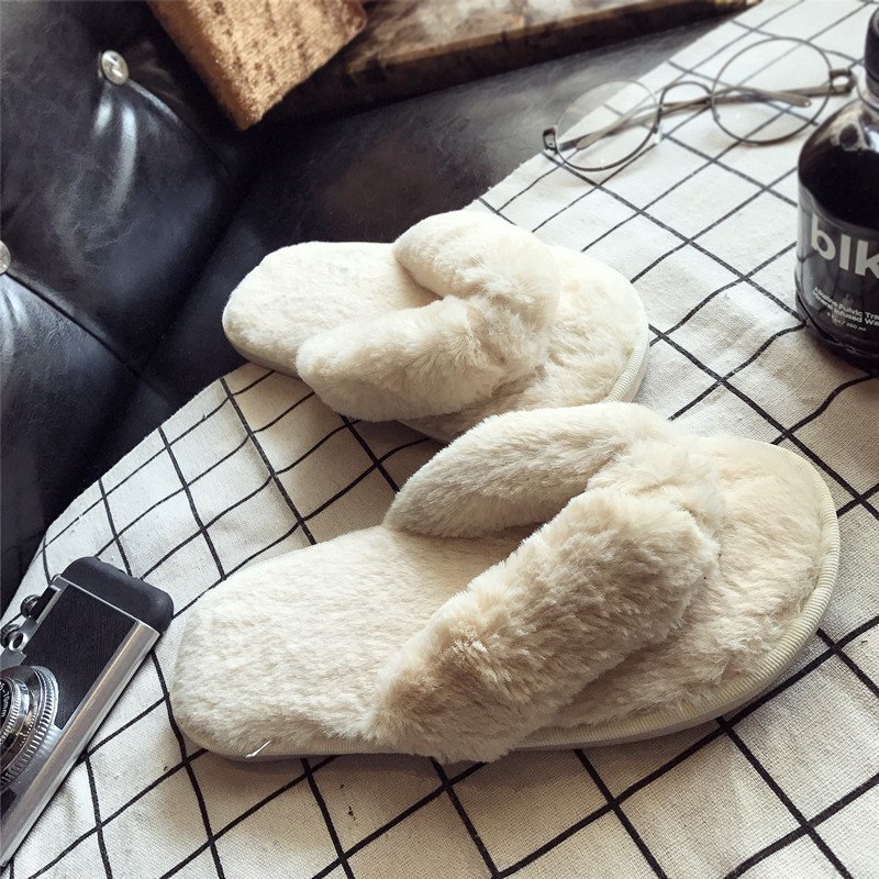 Cross Warm Fluffy Furry Slippe - Fluffy Fur Slipper ulasan dan harga