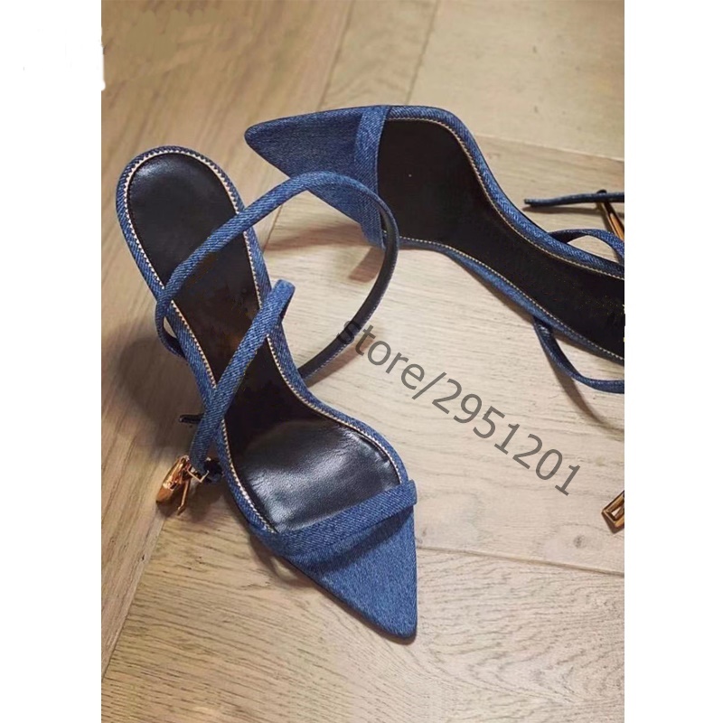 Sharp Pointed Gold Lock Strapp - Women Shoes Jeans ulasan dan harga