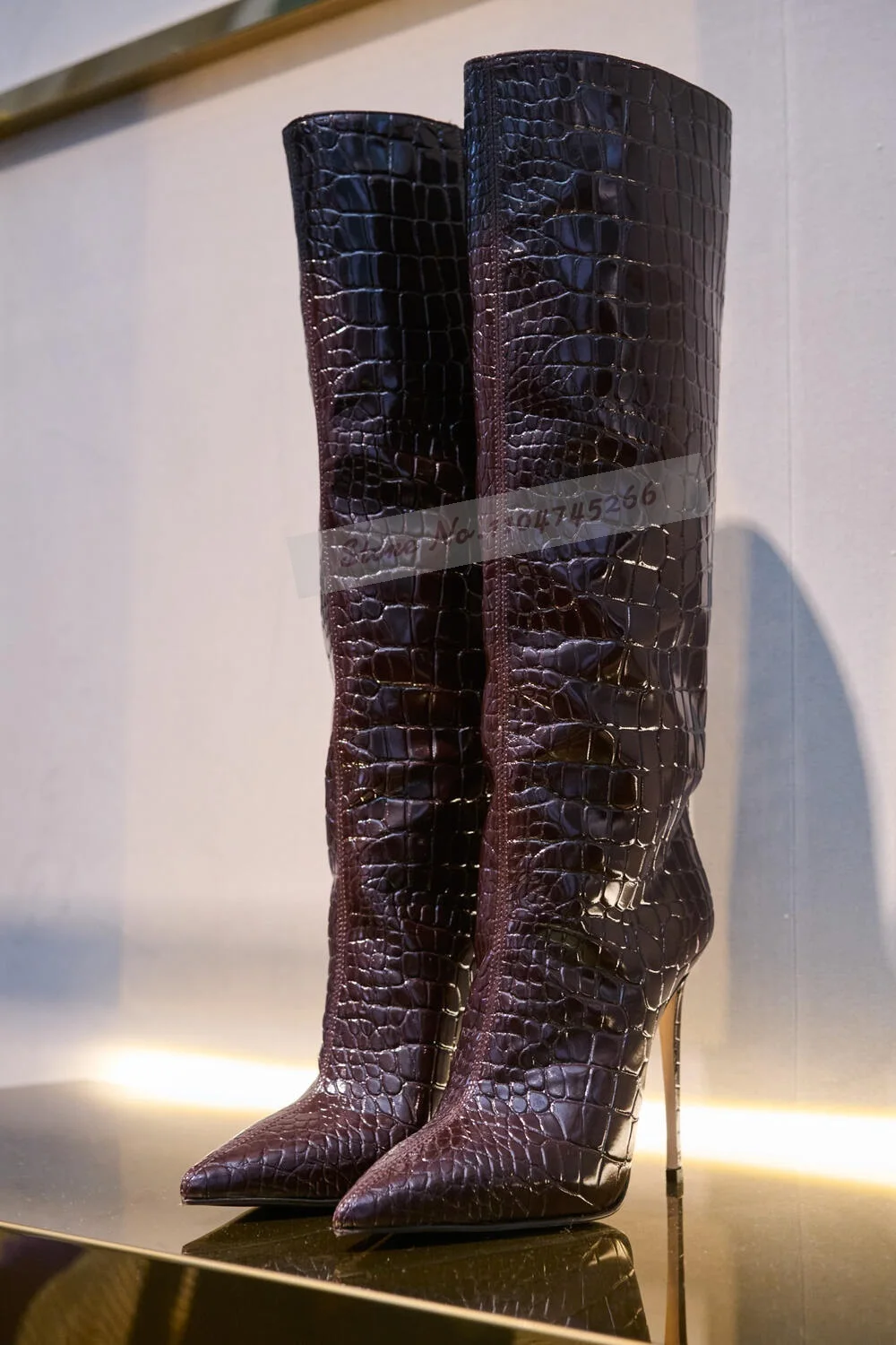 Burgundy Crocodile Thin High H - Women'S Shoes Burgundy ulasan dan harga