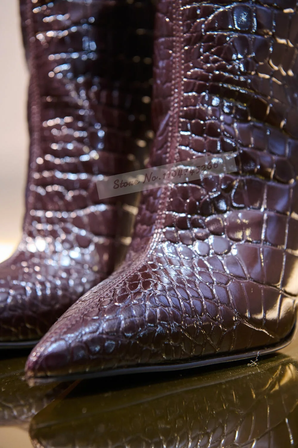 Burgundy Crocodile Thin High H - Women'S Shoes Burgundy ulasan dan harga