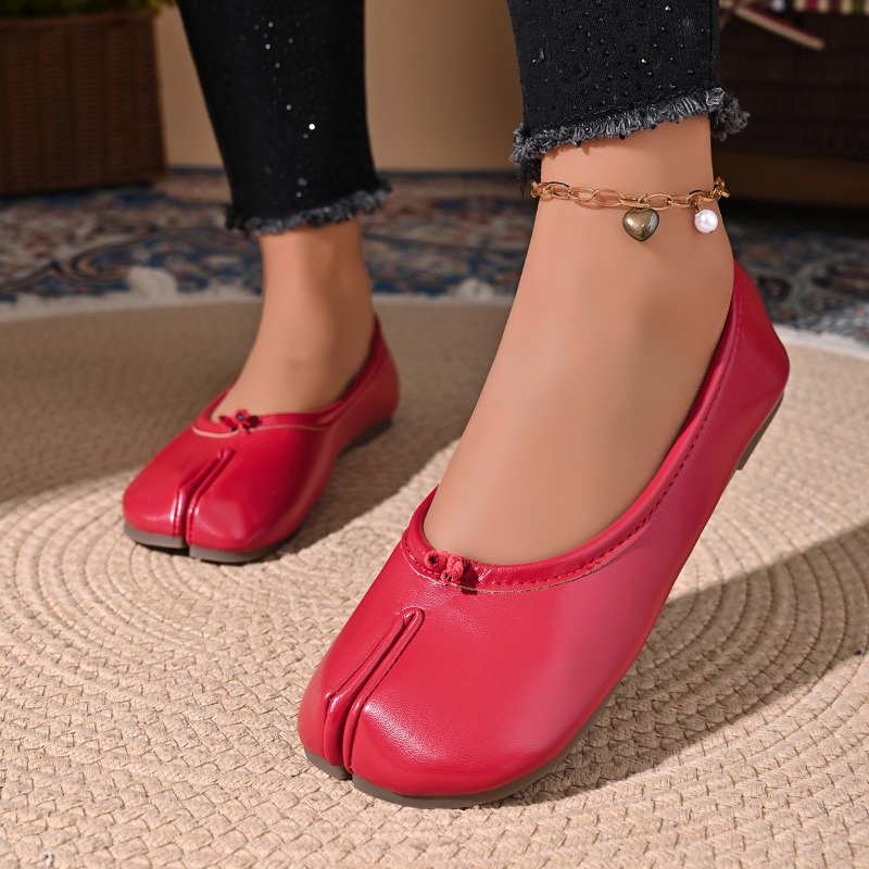 Women Cozy Leather Flats Split - Women Shoes Jeans ulasan dan harga