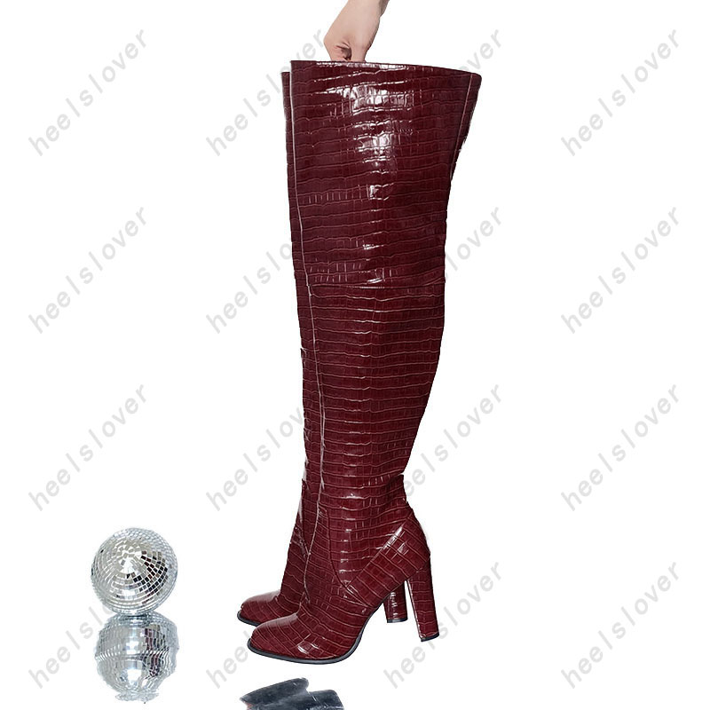 Women Handmade Winter Thigh Bo - Women'S Shoes Burgundy ulasan dan harga