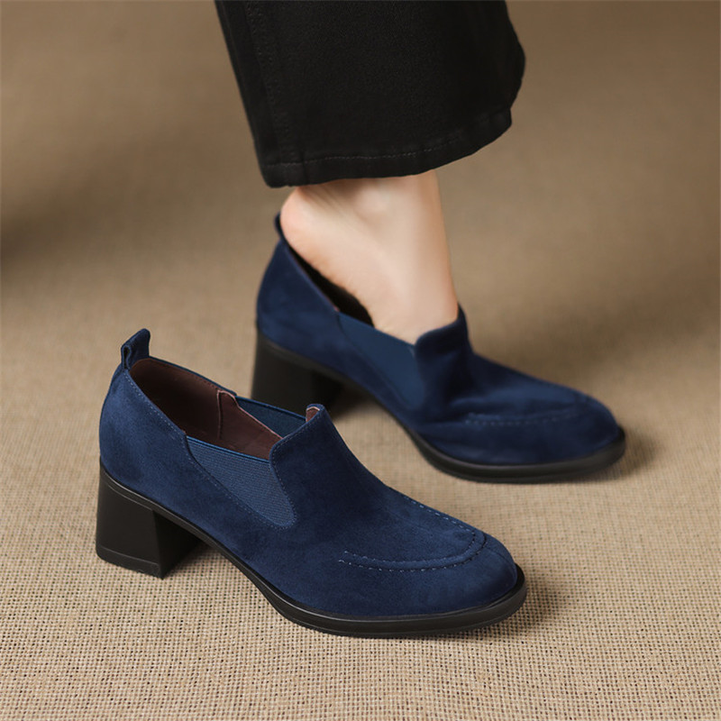 New Spring/Autumn Sheep Suede  - Women'S Shoes Navy Blue ulasan dan harga