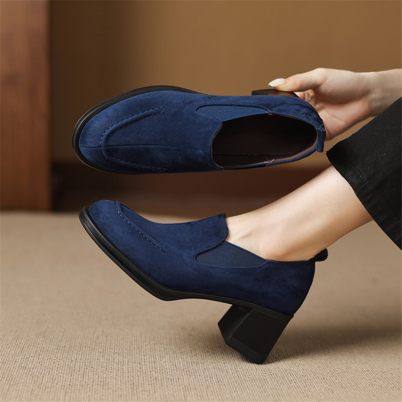 New Spring/Autumn Sheep Suede  - Women'S Shoes Navy Blue ulasan dan harga