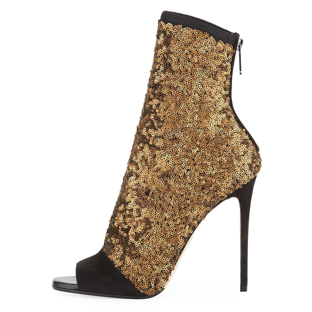 Patchwork BlingBling Peep Toe  - Women Shoes Boots ulasan dan harga