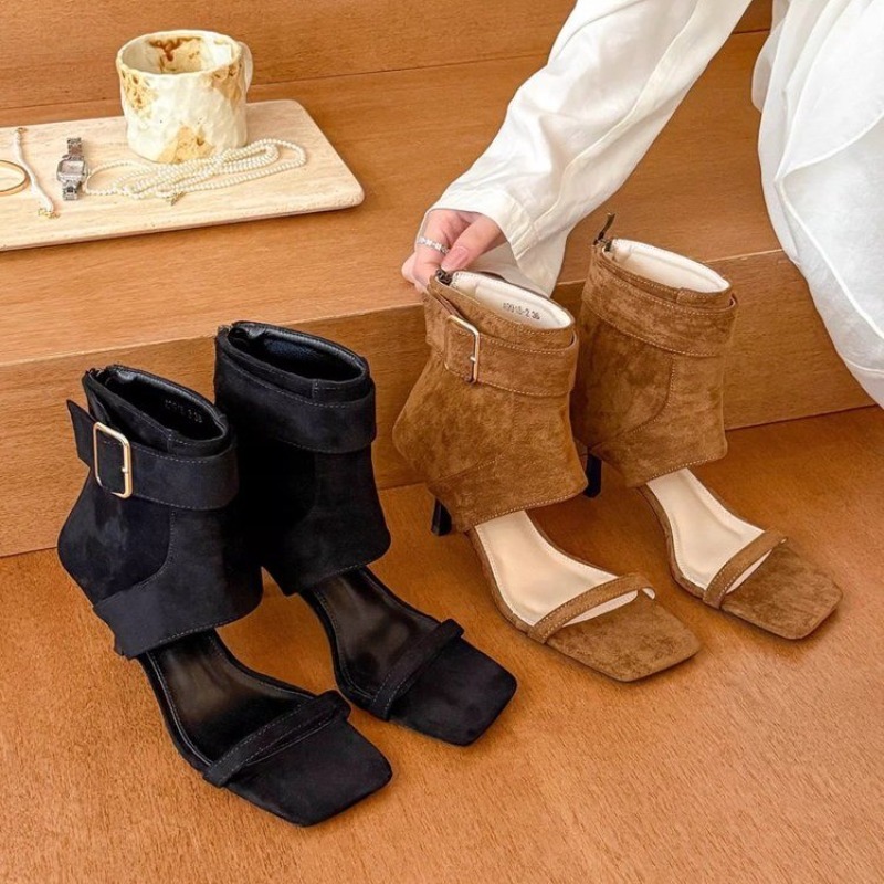 Retro Summer New Square Toe Op - Women Shoes Boots ulasan dan harga